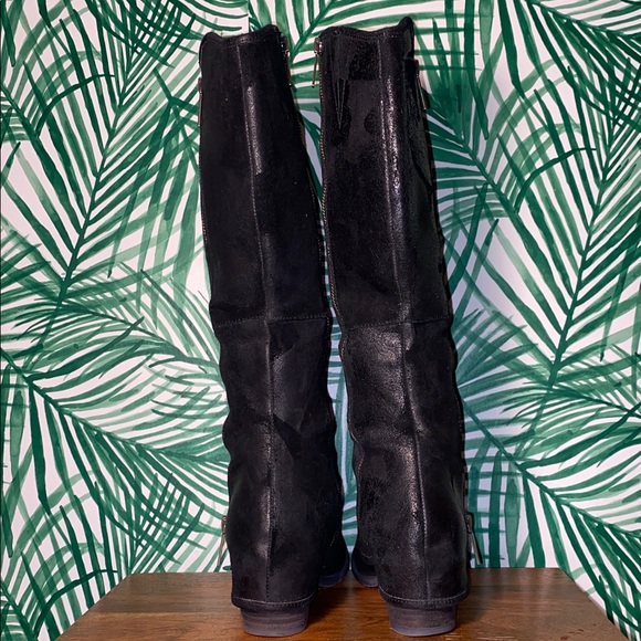 Donald J. Pliner Devi Black Distressed Suede Leather Knee High Boots 8.5 M - Picture 7 of 13
